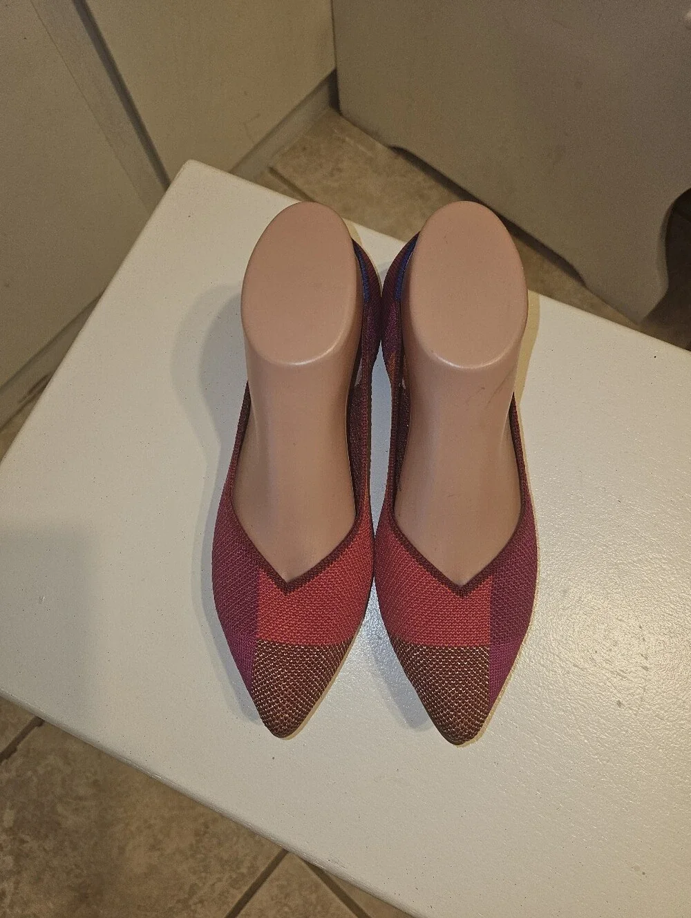 ROTHY'S 'The Point' Gorgeous Pomegranate/Metallic Fuschia Red Tangerine Size 8